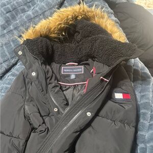 Tommy Hilfiger Black Jacket with Fur Trim